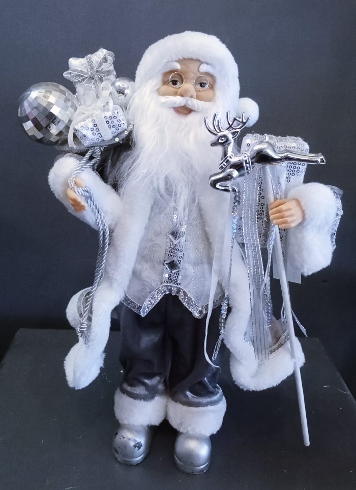 45CM Silver/White Standing Santa