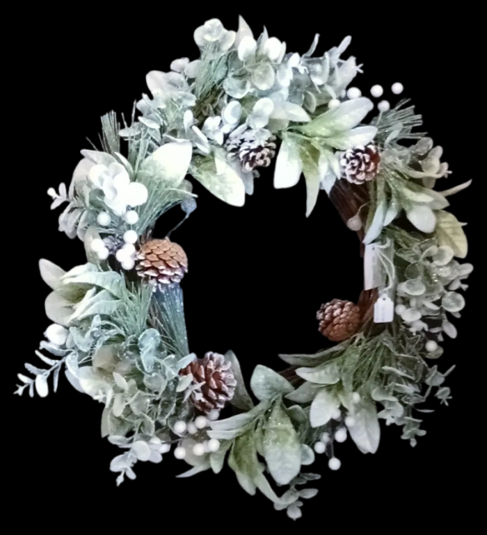 18" Light Green Leaf Candle Wreath